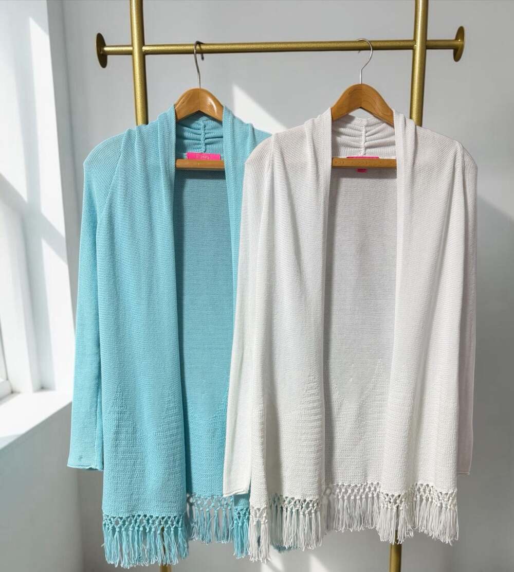 Lilly Pulitzer Coastal Fringe Coverup Cardigan Set XS